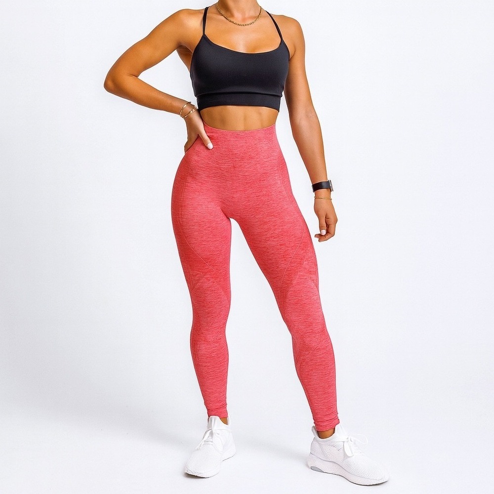 Alphalete Womens Revival Seamless High Waisted Leggings Pink Marl‎ Small